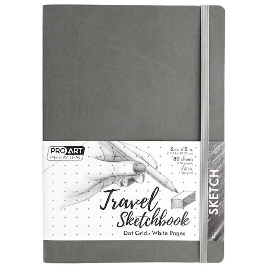 Pro Art&#xAE; Premier Gray Dot Grid Travel Sketchbook, 6&#x27;&#x27; x 8&#x27;&#x27; 